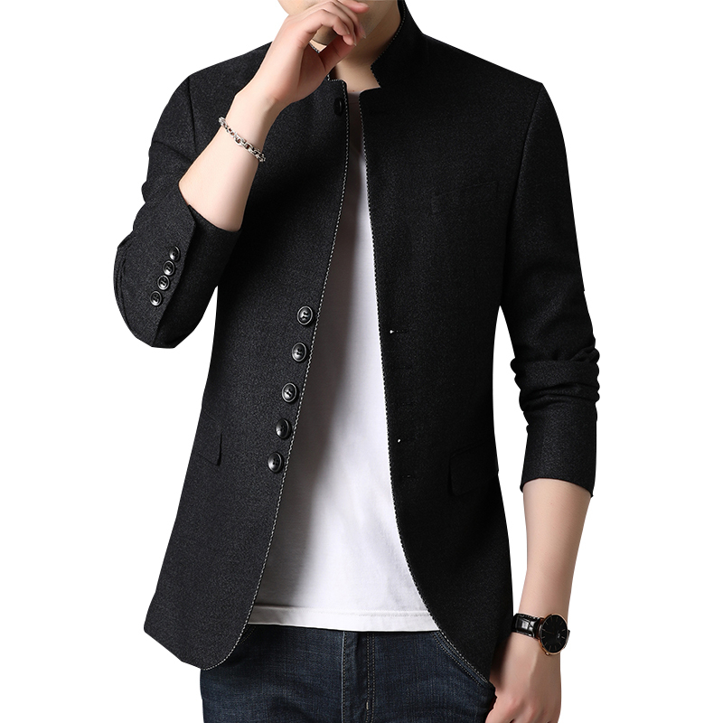 

New 2020 Autumn Men's Blazers Pure Colour Business Fine Casual Fit Cute Suit Jacket Qbch, Draw grey