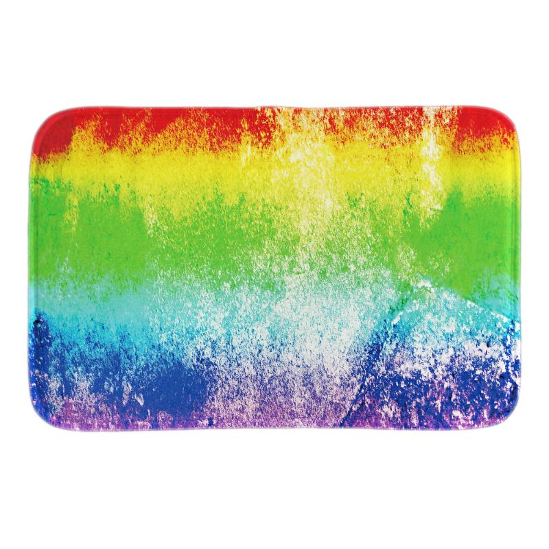 

Rainbow Colorful Printed Doormat Decor Door Mats For Living Room Bedroom Soft Plush Fabric Indoor Floor Mat Waterpainting Style, Drdr1130