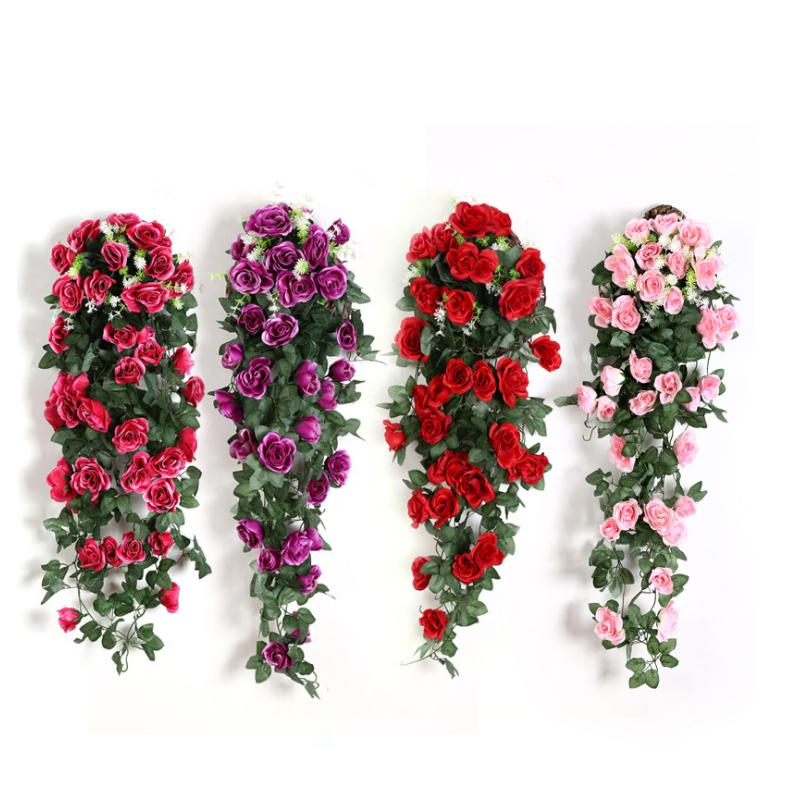 

1pcs Artificial Bloom Simulation Silk Rose Flower Vine Ivy Home Wedding Decor Farmhouse Decor Fabric Flower Wall Wedding, 05