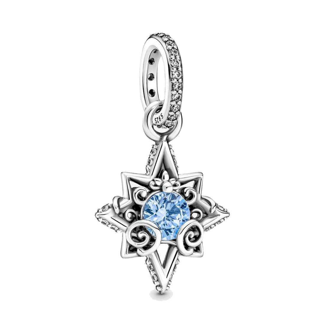 

Fine jewelry Authentic 925 Sterling Silver Bead Fit Pandora Charm Bracelets Sparkling Blue Star Dangle Charms Safety Chain Pendant DIY beads, Bronze;silver