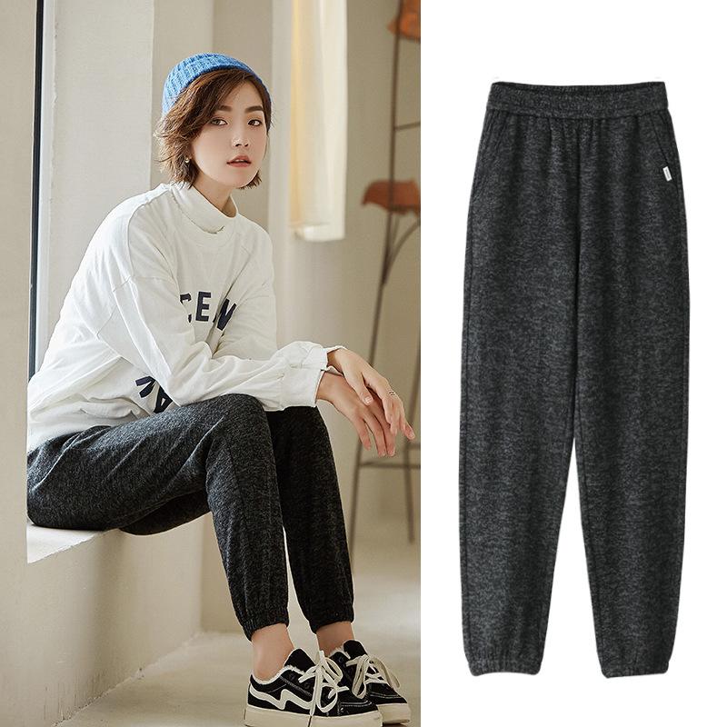 

2xl Loose Woolen Harem Pants Women Plus For Winter Autumn Ins Fashion Wool Leggings Women' Casual Slim Wool Lantern Pants Mujer, Khaki