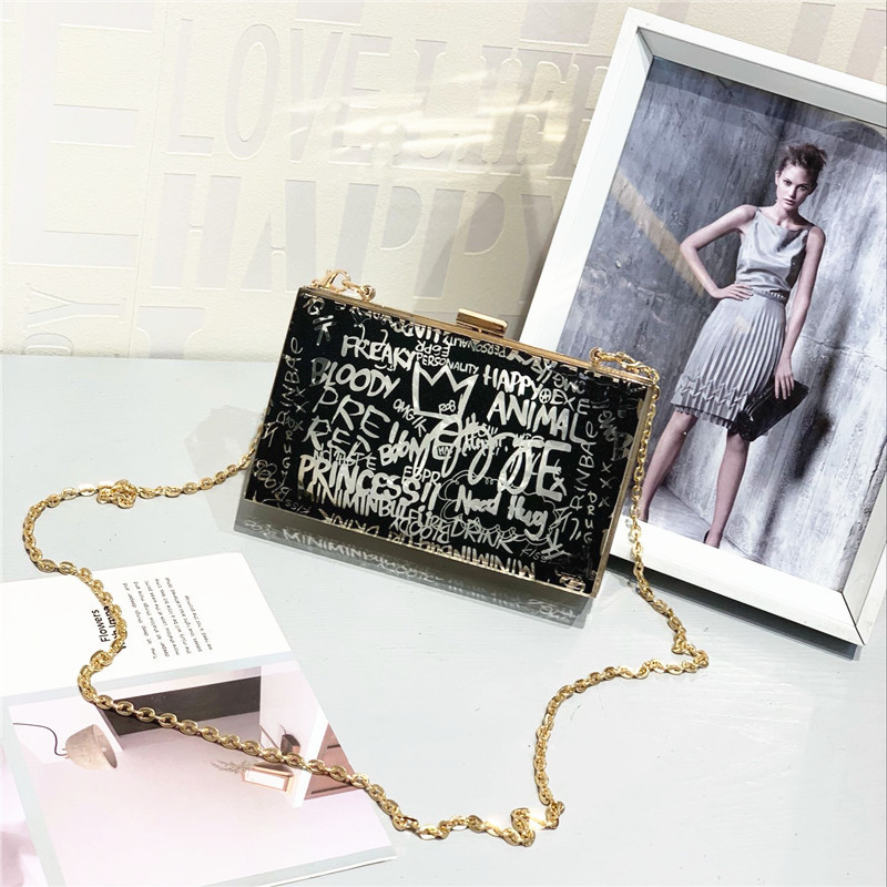 

Graffiti standard crossbody bag for woman 2020 fashion wallet in chain ladies designer night dinner bags JIVK