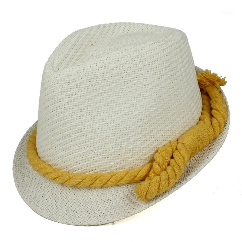 

Women Men Summer Straw Sun Hats Fedora Trilby Cap Summer Beach Sun Straw Panama Hat Wiith Fashion Band Size 581, Yellow