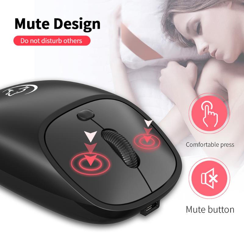 

2400DPI Optical Mouse 2.4GHz Wireless Mouse Rechargeable Mute Office Ergonomic for PC Laptop