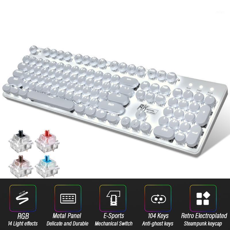 

Wired Retro Punk Mechanical Keyboard English Layout 104-Keys Backlit Anti-Ghosting Gaming Keyboard Blue/Black/Tawny/Red Switch1
