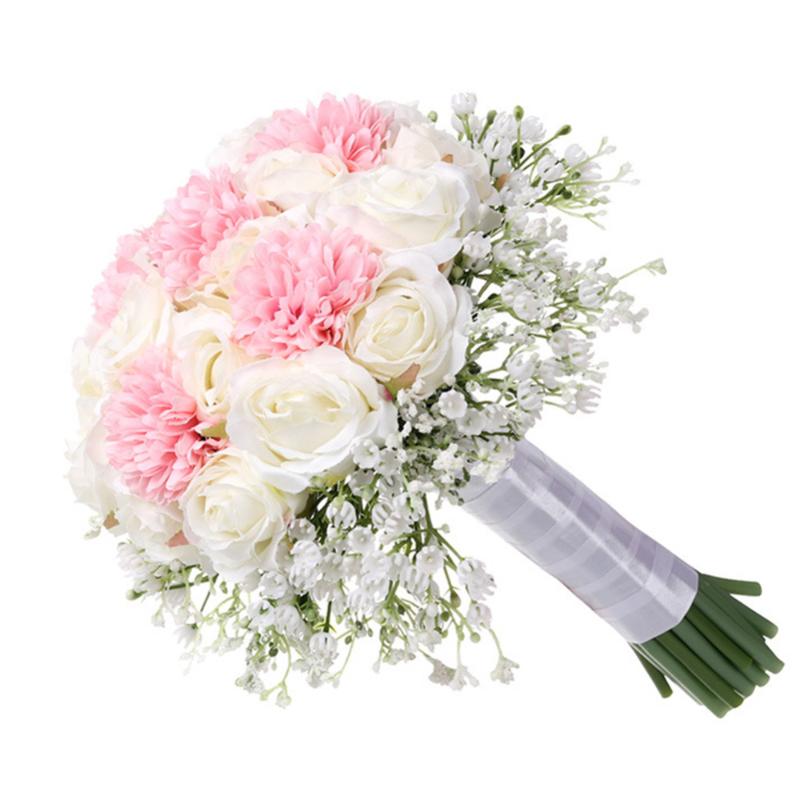 

Bridal bouquet Ribbon Wedding bouquet Bride holding flower PE Rose Bridesmaid Wedding fake flowers home decoration, Type 4