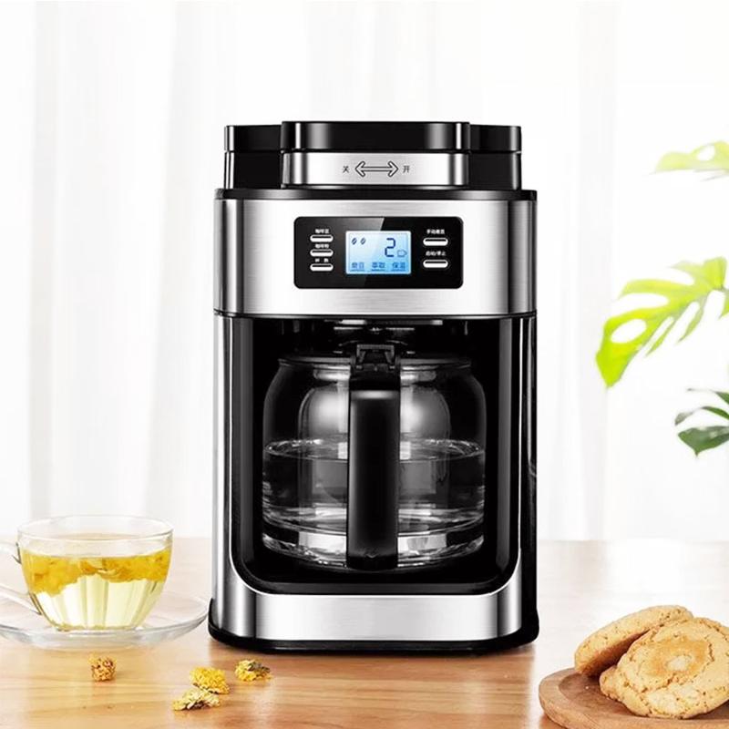 

2 In1 Drip Coffee Maker Automatic Coffee Grinder Freshly Brewed Mak Household American Maker Machine