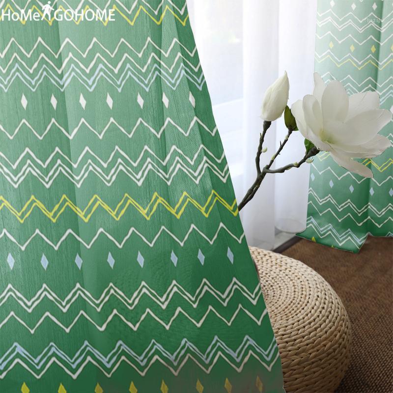 

Green Tulle Curtains for Double Room Chevron Geometric Voile Sheer Curtain Living Room Bedroom Kitchen Window Screening Gardinen1, White