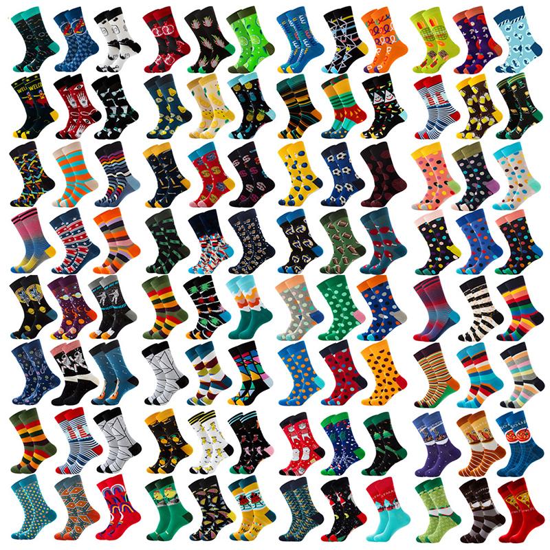 

6 pairs Happy Colorful Men/Women Socks Combed Cotton Happy Print Art Funny Socks Men Casual Crew Skateboard Long Tube