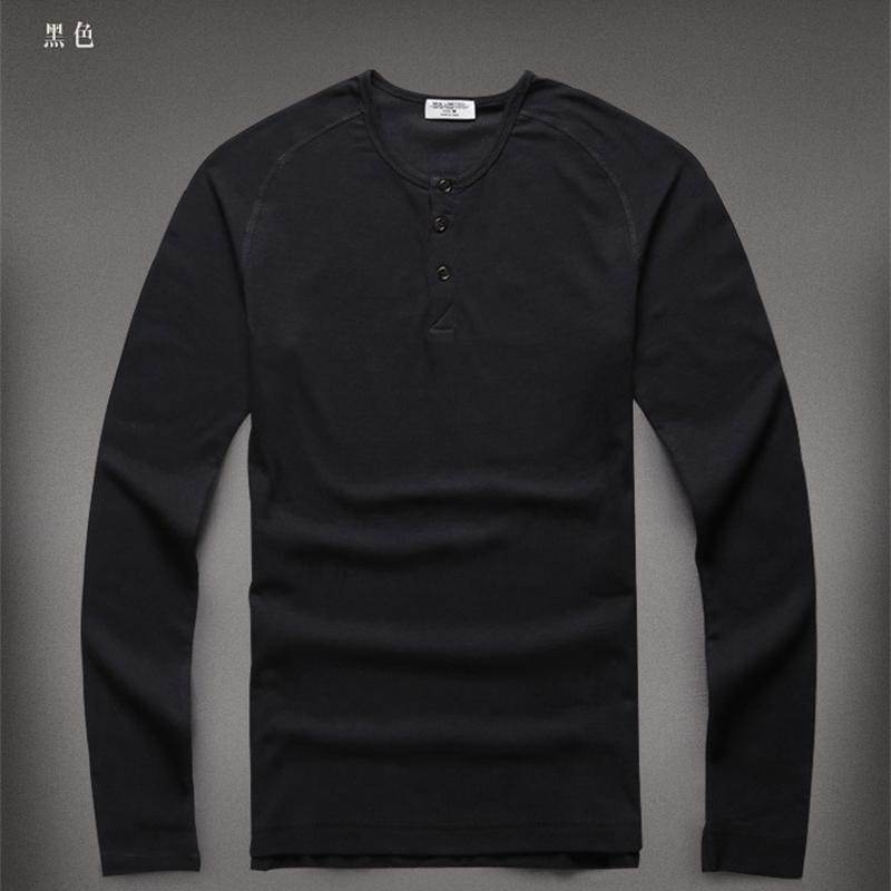 

Henley Shirts Brand t-shirt Slim Fit Solid Color Men Warm Bottoming Long Sleeve Cotton Pullover Camisa Masculina Men Casual New 201203, Coffee