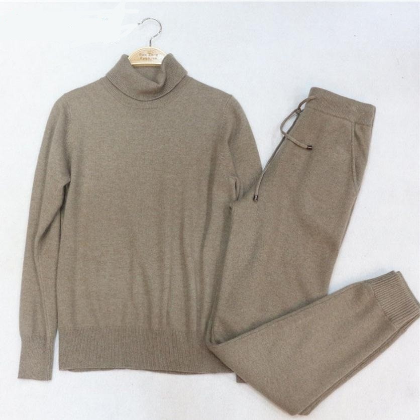 

2020 Spring woolen and 45% knitted suit warm turtleneck high velvet sweater + mink cashmere leisure pants of two parts wj79, Unkwine redunk