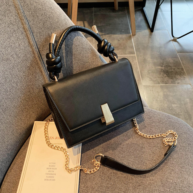 

Girls black purse with gold metal chain design laptop brand unique shoulder bag of messenger preppy student bags 020H, Blake