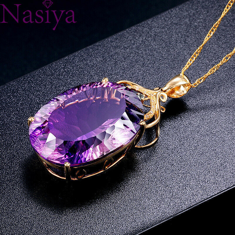 

Golden 36ct Amethyst Colour Oval Crystals Hanger Chaining Lady Bruiloft Jewellery