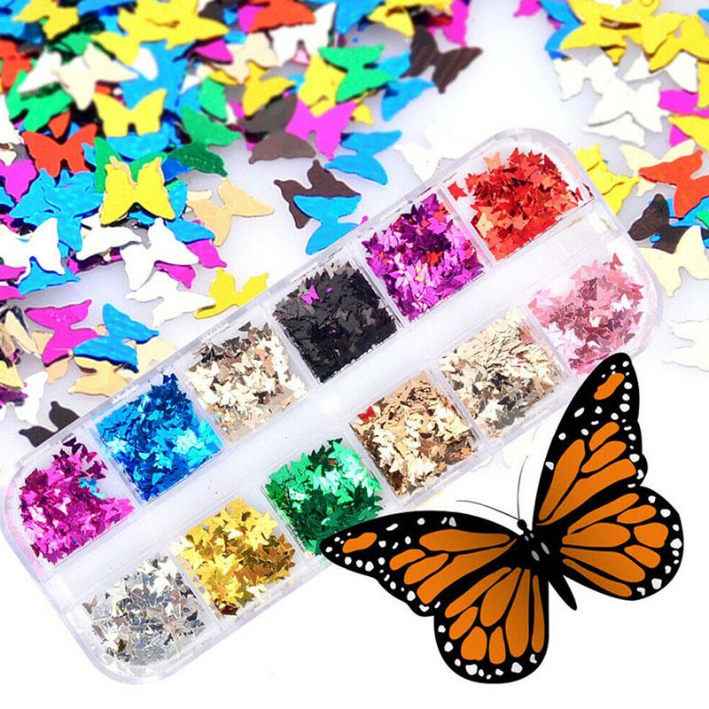 

Art Nail Decoration Nail Glitter Sequins Holographic 3D Butterfly Flakes Set ZG88