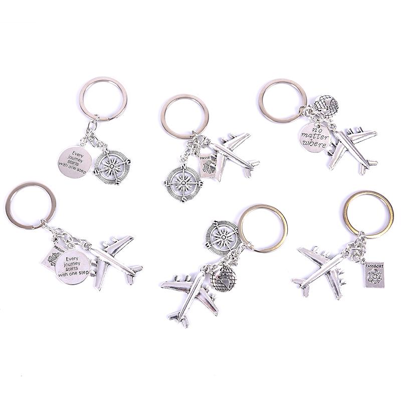 

1PCS Earth Airplane Keychains No Matter Where Pendant Travel Keyring Friendship Best Friend Jewelry DIY Gift For Traveler