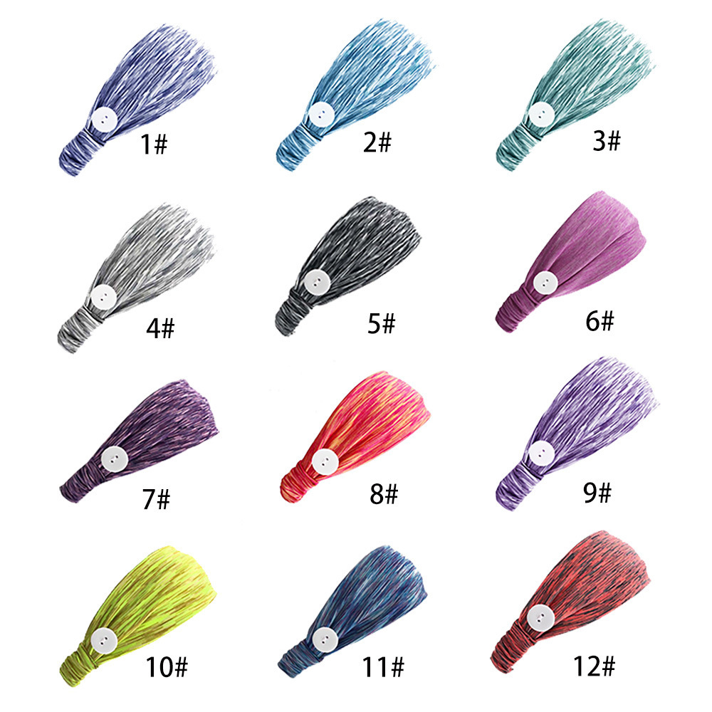 

Mask Sweat Absorbing Solid Color Fa Headband with Button Anti Ear Protective Women Gym Sports Hairband Elastic Hairla Headress Hair Acc