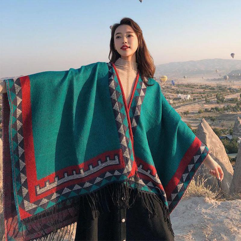 

Artificial Cashmere Wrap Chal Autumn Winter Warm Scarf Shawl Reversible Thickened Nepal Cape Muffler Muslim Hijab