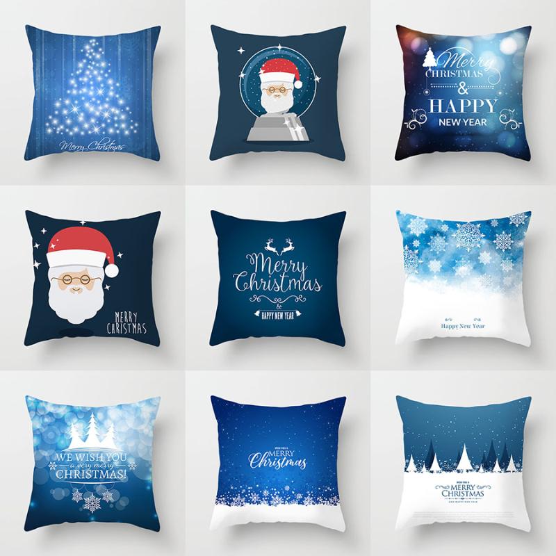 

Christmas Cushion Cover 45*45cm Throw Pillow Cover Santa Reindeer Snowflake Ptinting Pillowcase Decoration for Home, 34