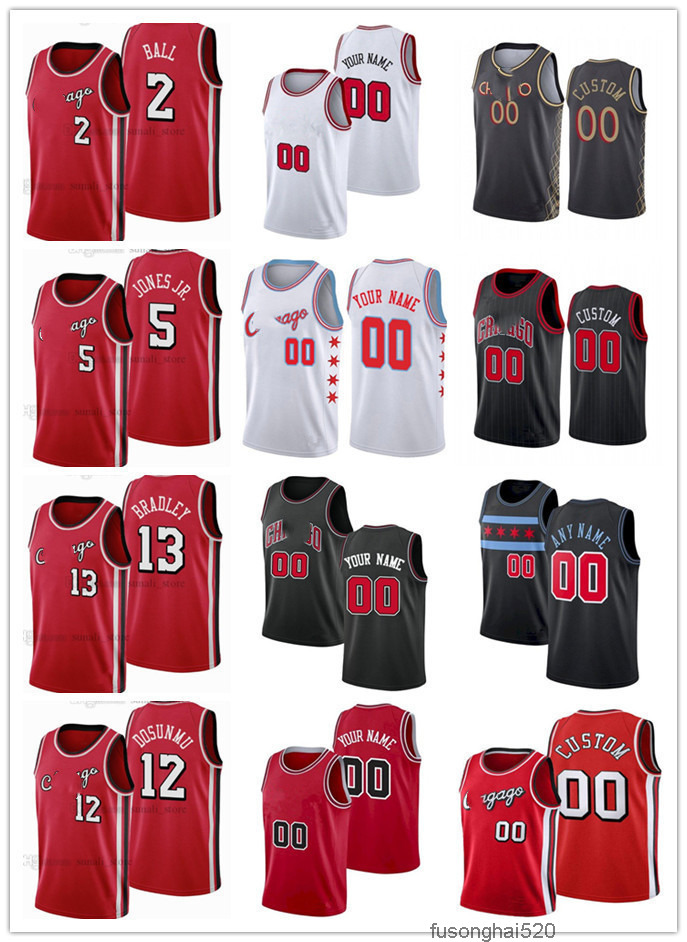 

75th Mens Womens Youth Chicago's Bulls's 2 Lonzo Ball 13 Tony Bradley 12 Ayo Dosunmu 3 Devon Dotson 5 Derrick Jones Jr. Basketball Jersey, Color