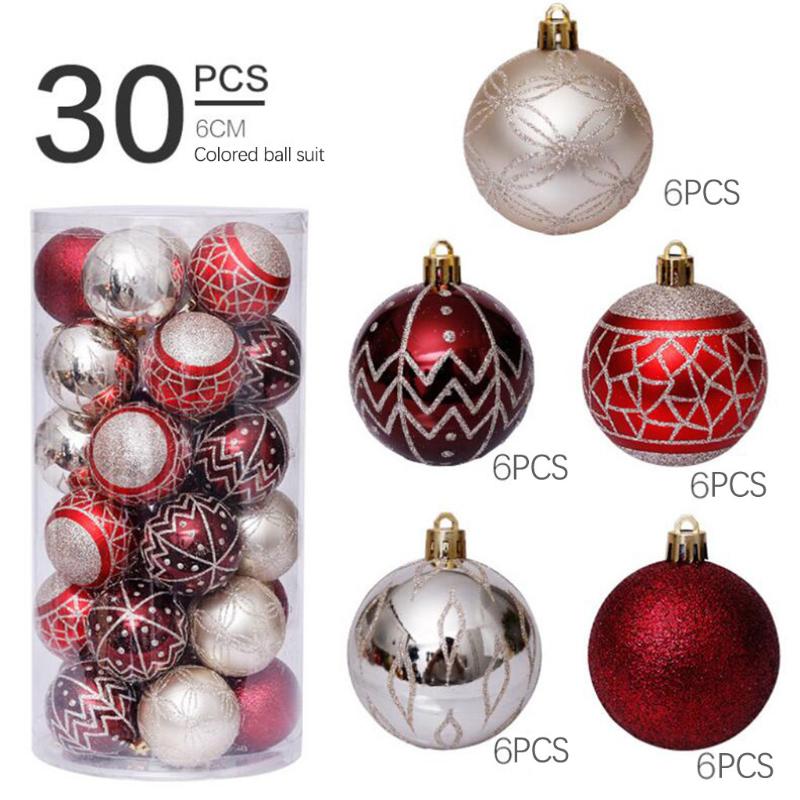 

30pcs Christmas Tree Xmas Balls Decorations Baubles Party Wedding Ornament Happy New Year Christmas Ball Ornament Fast Ship