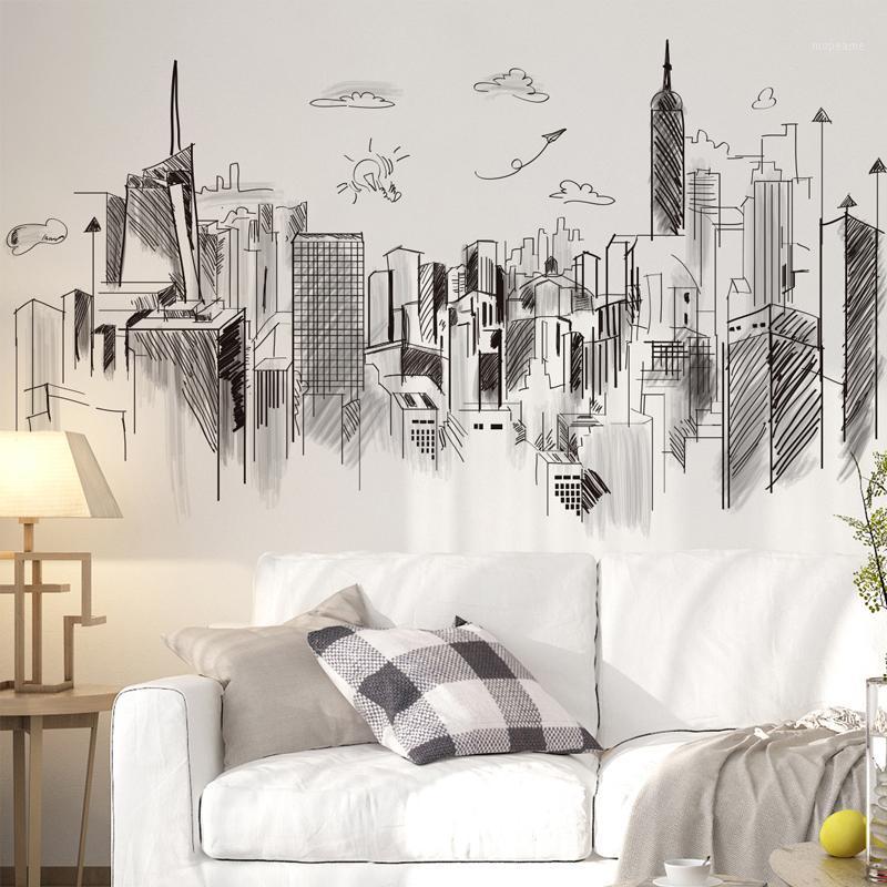 

Black Buildings Wall Stickers DIY Architecture Mural Decals for Living Room Kids Bedroom Office Home Decoration1