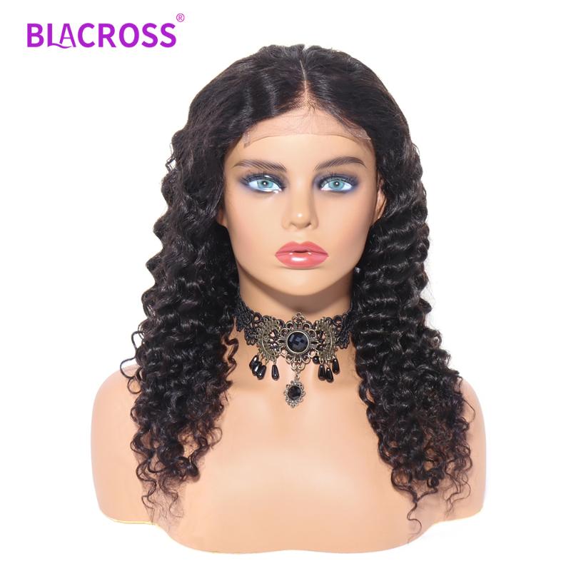 

Deep Wave Lace Closure Wig 4x4 Lace Closrue Wigs Brazilian Human Hair Wigs For Women Remy Hair 150% Density, Natural color