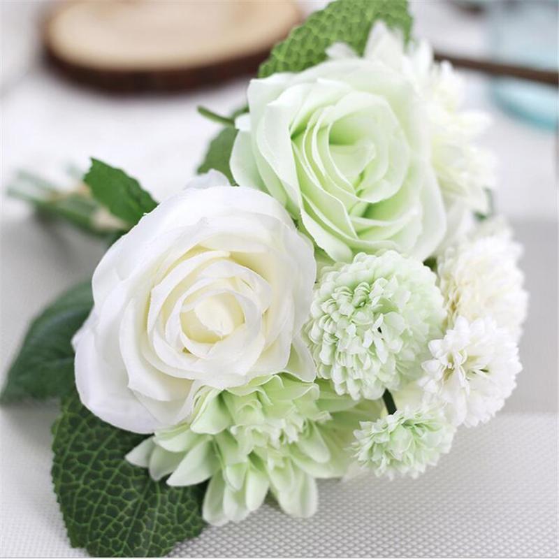 

High Quality fleurs artificiel 10 heads/bouquet Roses Dahlias Artificial Flowers fake flowers Wedding Home Party Decoration, Orange