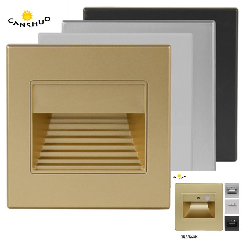 

10pcs/lot PIR Sound Control Motion Detector Light Sensor Led Stair Lights Embedded Ladder Step Sconce Wall Lamp 86 Box