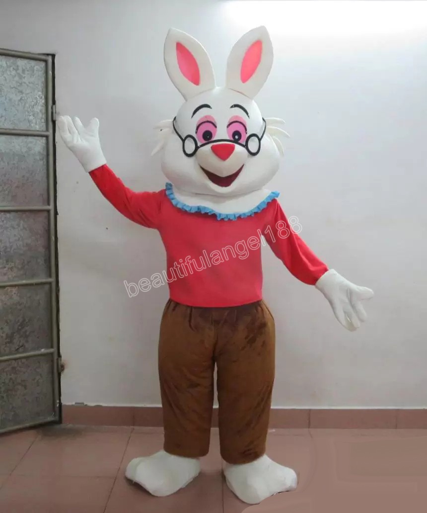 

Halloween white rabbit Mascot Costume High Quality Cartoon Plush Animal Anime theme character Adult Size Christmas Carnival Festival Fancy dress, As picture