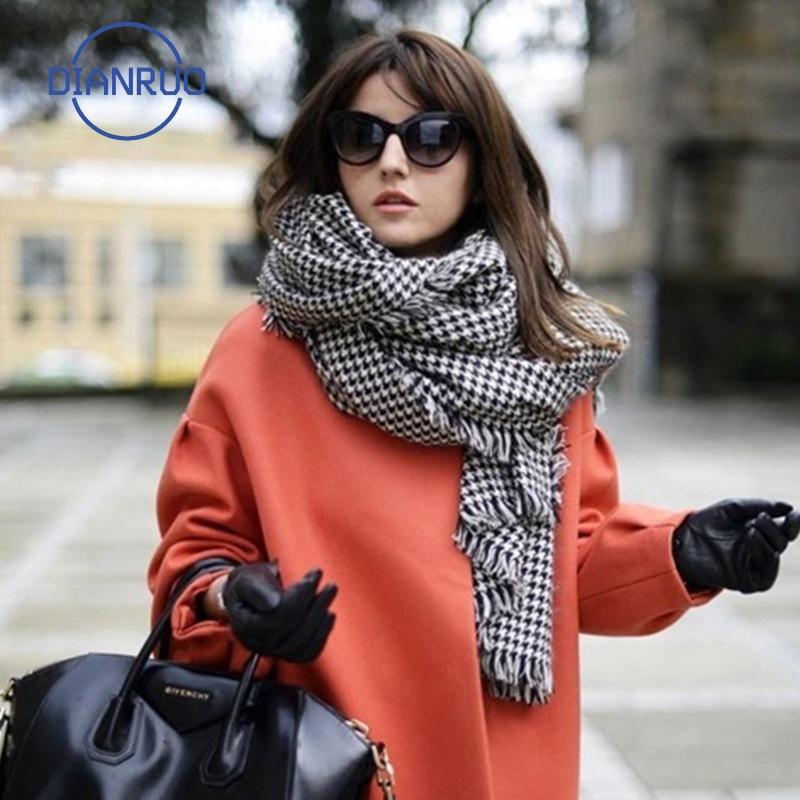 

DIANRUO 2020 Autumn Winter New Thickened Cashmere Scarves Classic Plaid Long Shawl For Women British Style Bib Q357
