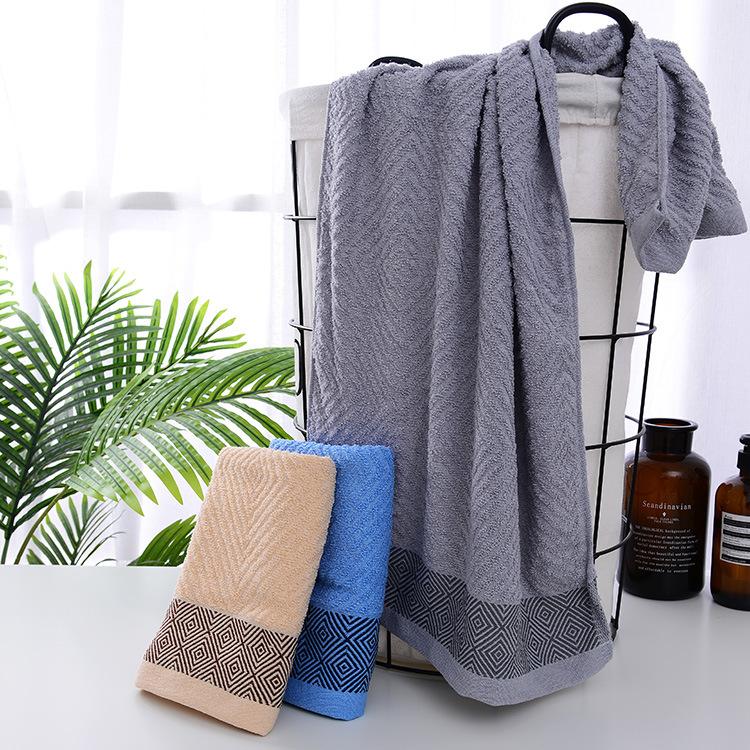 

Diamond pattern embroidered cotton bath towel hand towels bathroom Super Soft 100% Cotton Large Bath Towel 140 cm x 70 cm, Blue
