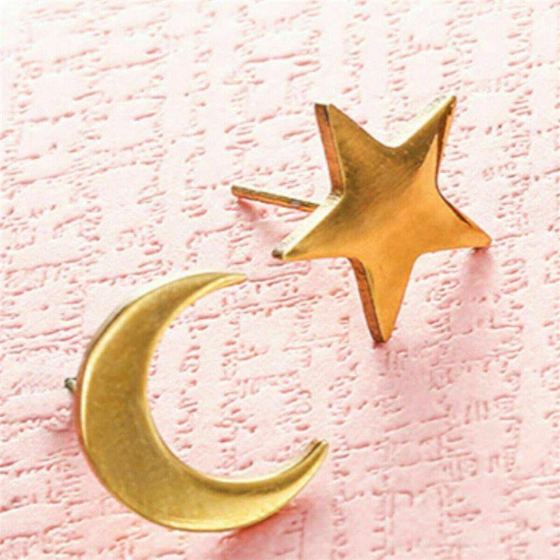 

Fashion Small Star Moon Stud Earring Steel Asymmetry Ornaments For Women Accessories