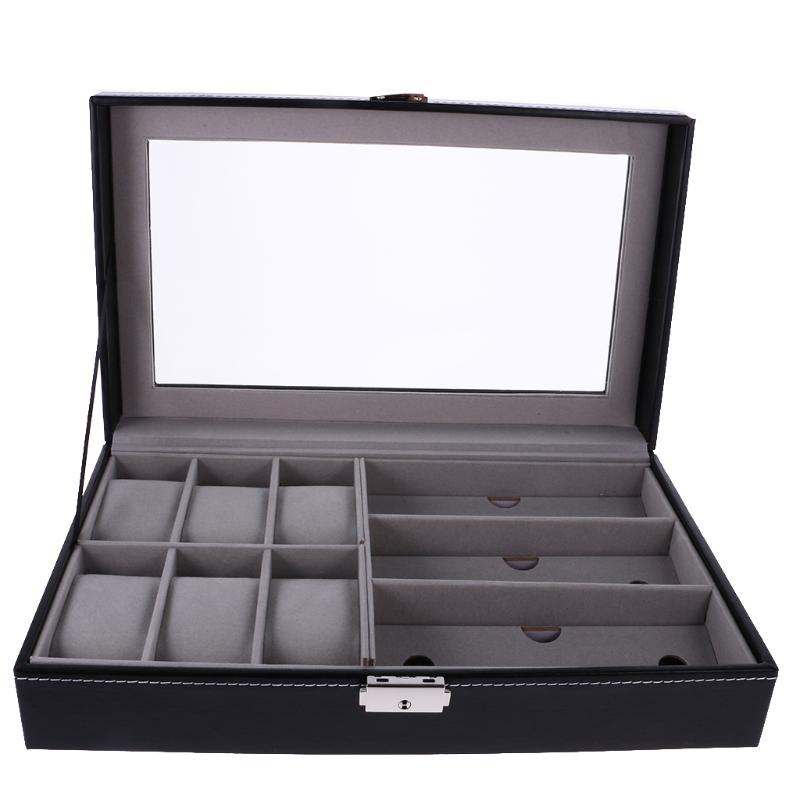 

PU Leather 1/2/5/6/9/10/12 Slots Watch Display Box Storage Holder Organizer Case