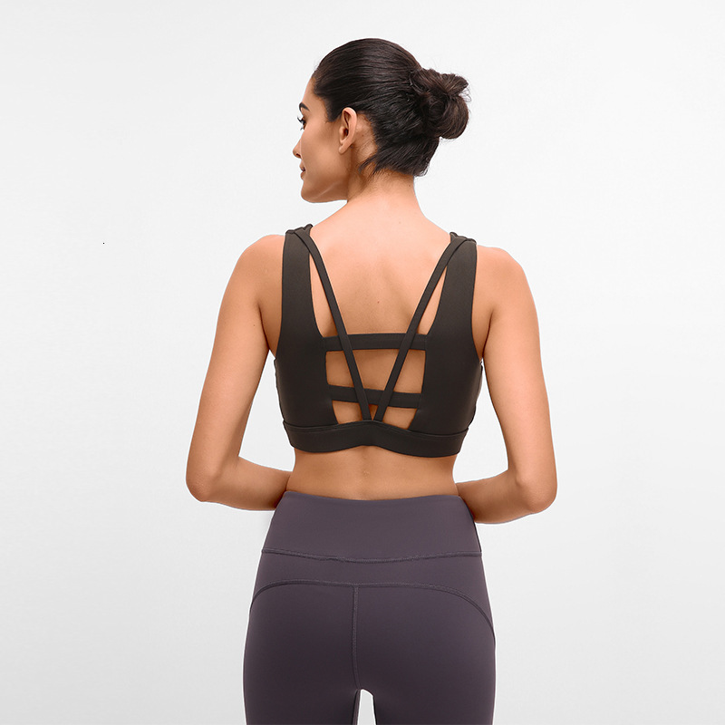 

2021 New Heart Workout Sport Push Up Sports Wear for Women Gym Bra 63ik, Brown