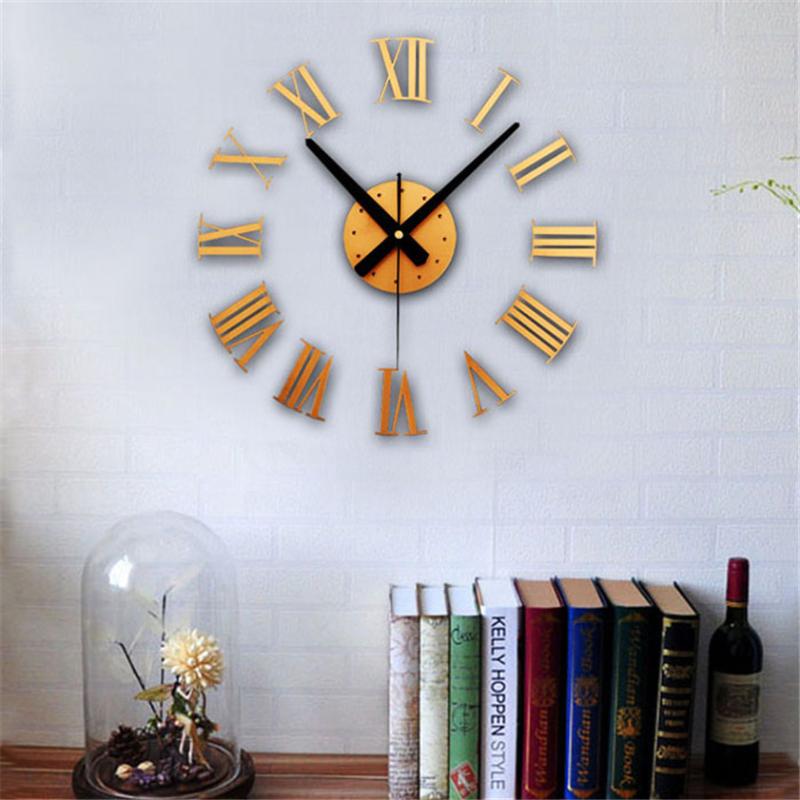 

Zero DIY Luxury 3D Wall Clock Large Size Home Decoration Art Clock Gold