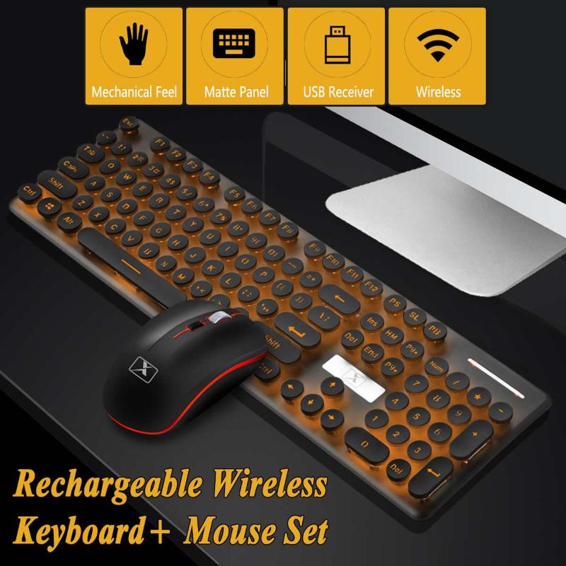 

Multimedia 2.4G Wireless Keyboard Mouse Combos Rechargeable Mute LED Backlit Gaming Keyboard Mouse Set Gaming