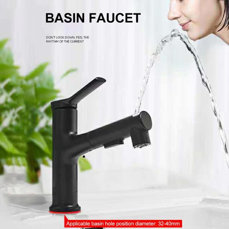 

Spray Hot And Cold Water Multifunctional Basin Faucet Sink Single Handle Kitchen Bathroom Tap Hotel Home Pull Out Modern Brass