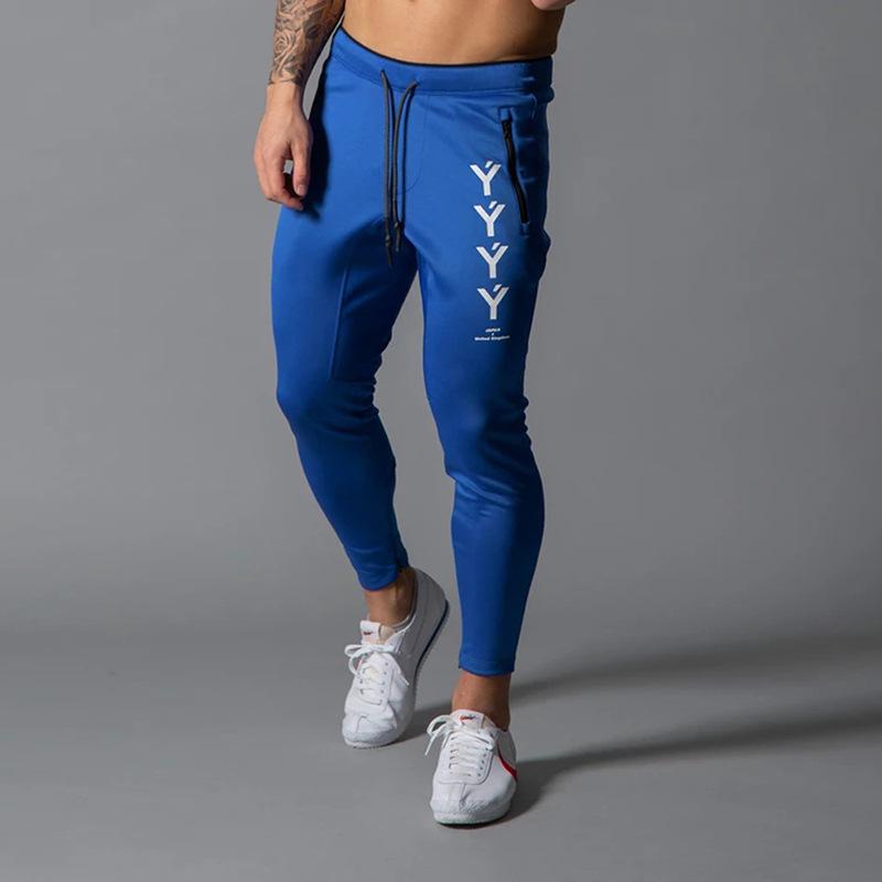 

2020 new sports trousers men's running cotton blended slim-fit feet pants with foot zippers solid color mid-waist casual pants