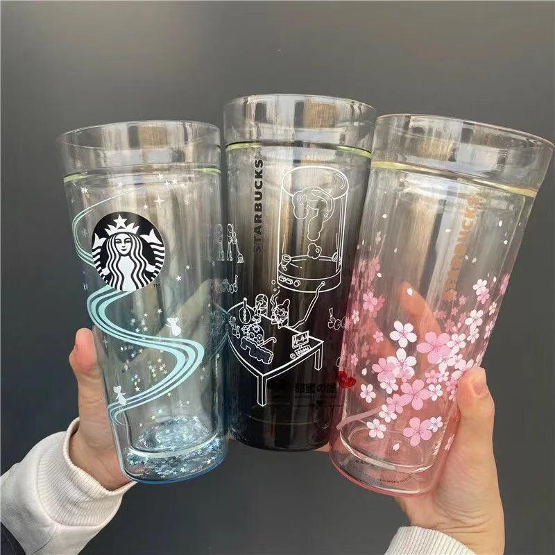 

The 580Ml Newly Arrived Starbucks Cup Doubel layer Glass Water Coffee Milk Cup Best Gift Product for Friends Free shipping