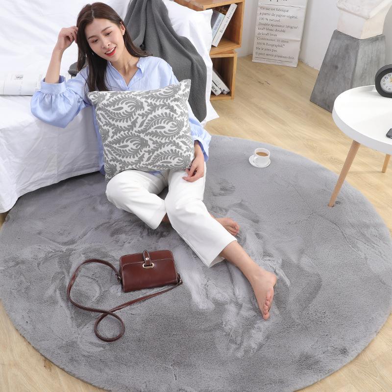 

Plush Round Carpet Rug for Living Room Faux Fur Large Rugs Home Soft Shaggy Imitation Hair Bedroom Carpets Kids Room Grey, Pink