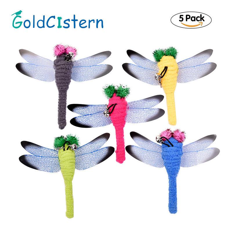 

5 Pack Cat Toys Dragonfly Replacement Head of Cattle Cat Teaser Replacement Feathers Dropshipping