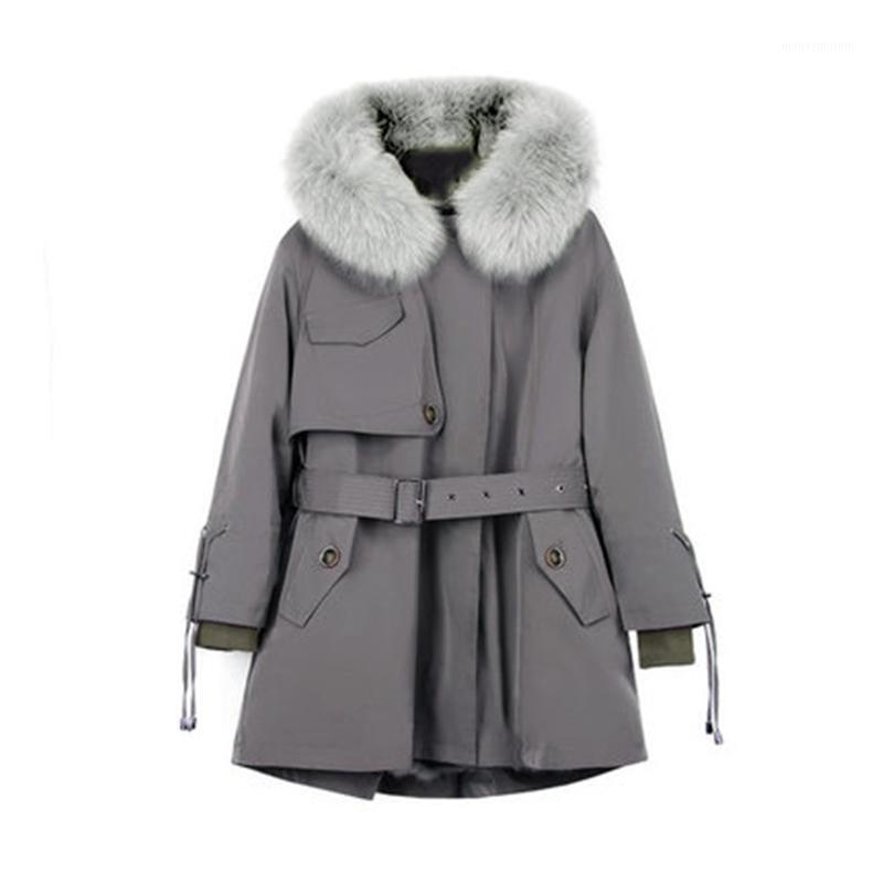 

2020 New Fur collar Pie Women' Fur Coats Overcomes FemaleMid-length Rex Liner Coats High Ladies Coat Holodies1, Green
