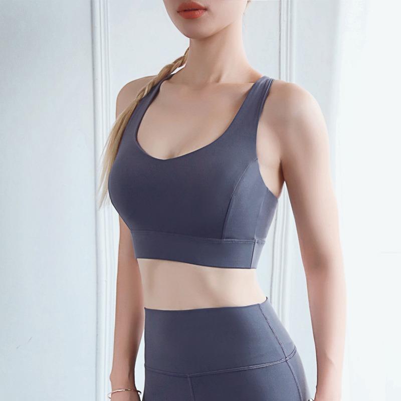 

Double Sided Yoga Underwear Back Running Shockproof Gathered Sports Bra Anti-sweat Padded Comfortable Butter Soft Stretchy, Black