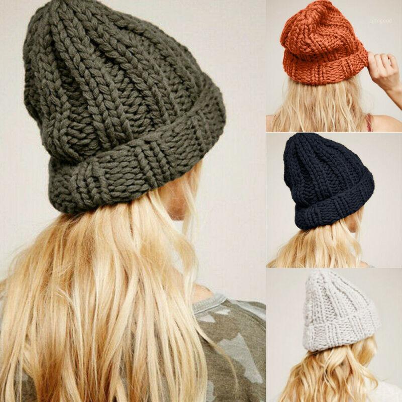 

Beanie/Skull Caps 2021 Women Winter Warm Faux Fur Female Cap Knitted Beanie Girl Hats Woman Bonnet Femme Autumn Chunky Thick Stretchy Hat1, Black