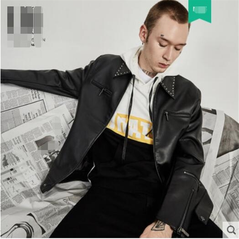 

2021 New Spring Fall Guy' Beautiful Korean Version Garrison Fashion Locomotive Leather Jacket From Male Plutonium. KDVR, Black