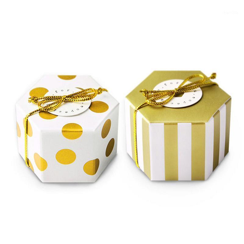 

10pcs/set Hexagon Gift Box Hot Stamping Chocolate Candy Box Wedding Candy Festival Party Decoration1