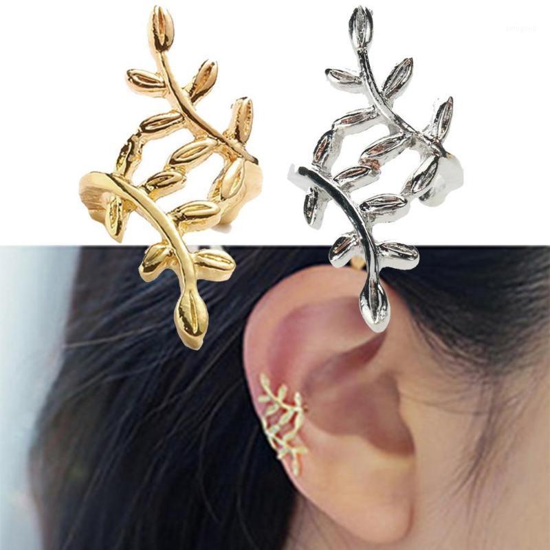 

Clip-on & Screw Back 1 PC Sliver Gold Color Leaf ShapeNo Piercing Earcuffs Clip Punk Ear Cuff Earrings For Women Clips Jewelry Climber1