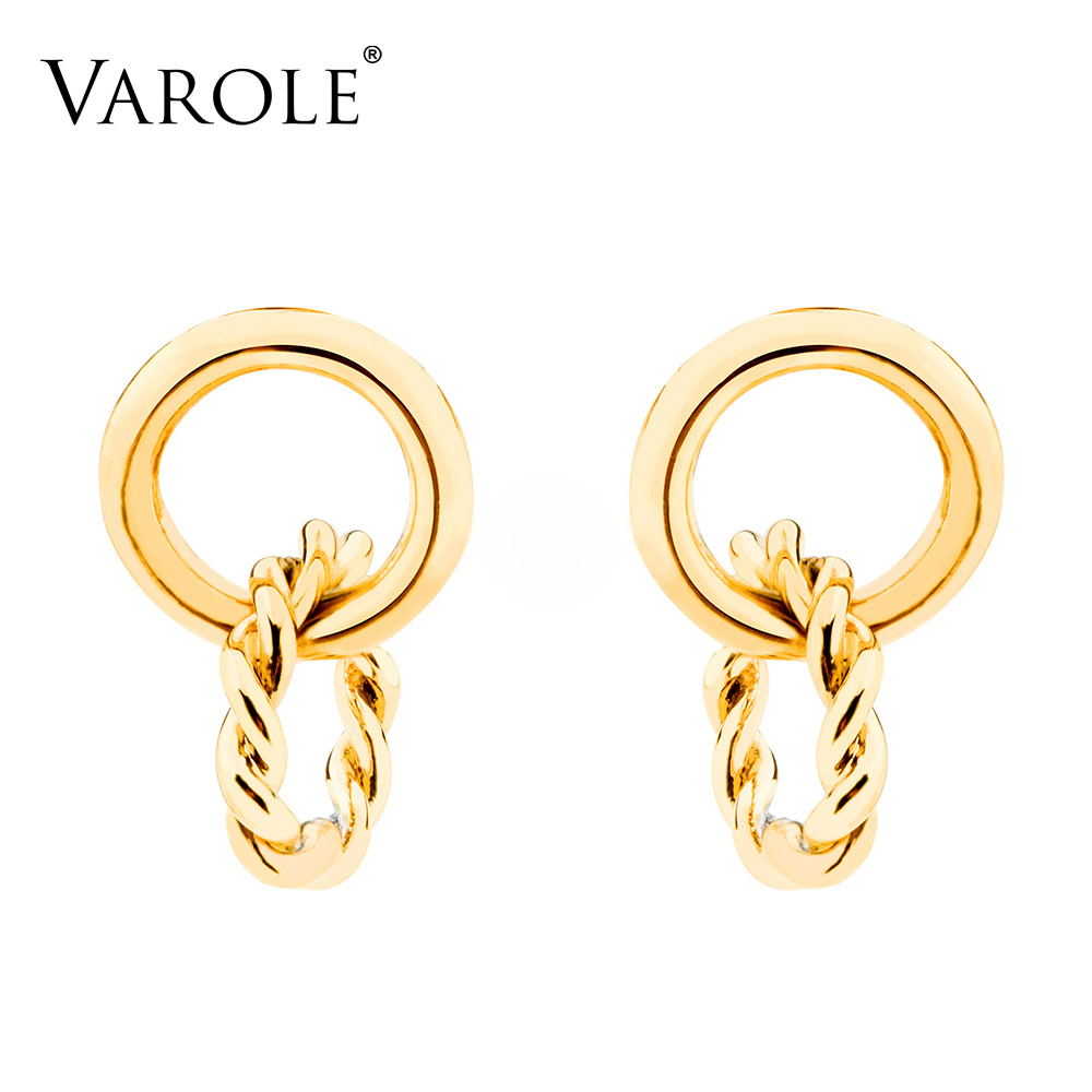 

VAROLE Simple Circle Drop & Dangle Earrings For Women Geometric Light Dangle Earring Gold Color Fashion Jewelry Brincos