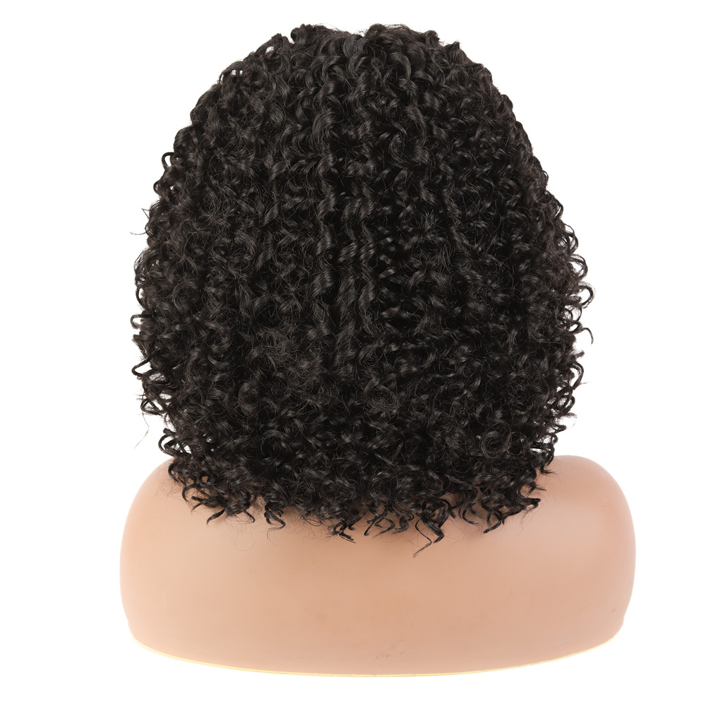 Costume Accessories Curly Bob Lace Front Wigs Synthetic Hair Kinky Curly Wigs for Black Women Middle Part Lace Wig Pre Plucked With Baby-image-749078308