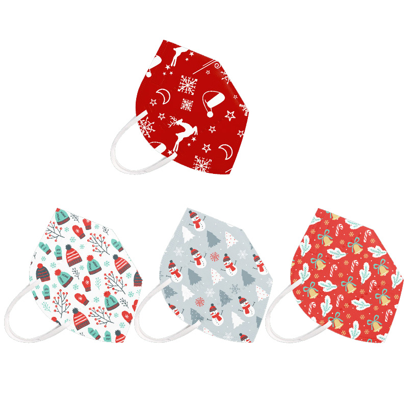 

Christmas KN95 Disposable kn95 Face Mask 5 Layer Non-woven 10 Styles Print Santa Snowflake Bowknot Gift Mask